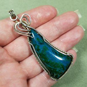 Wire wrapped Chrysocolla Pendant